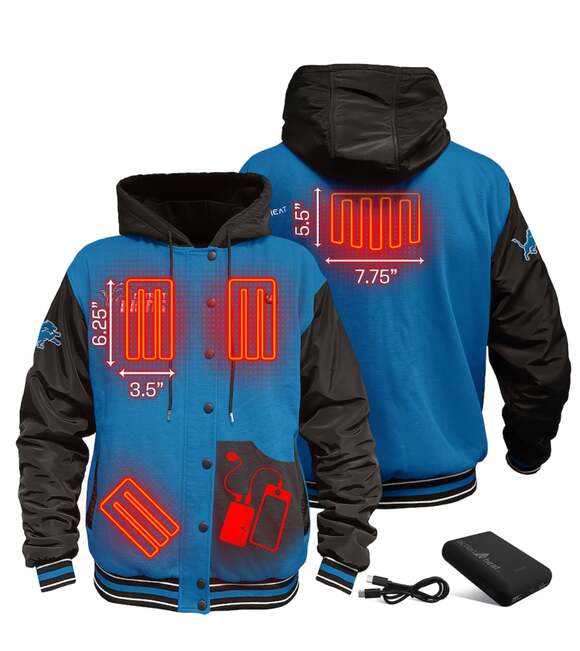ActionHeat Detroit Lions 5V Battery Heated Varsity Jacket – , - Picture 4 of 7